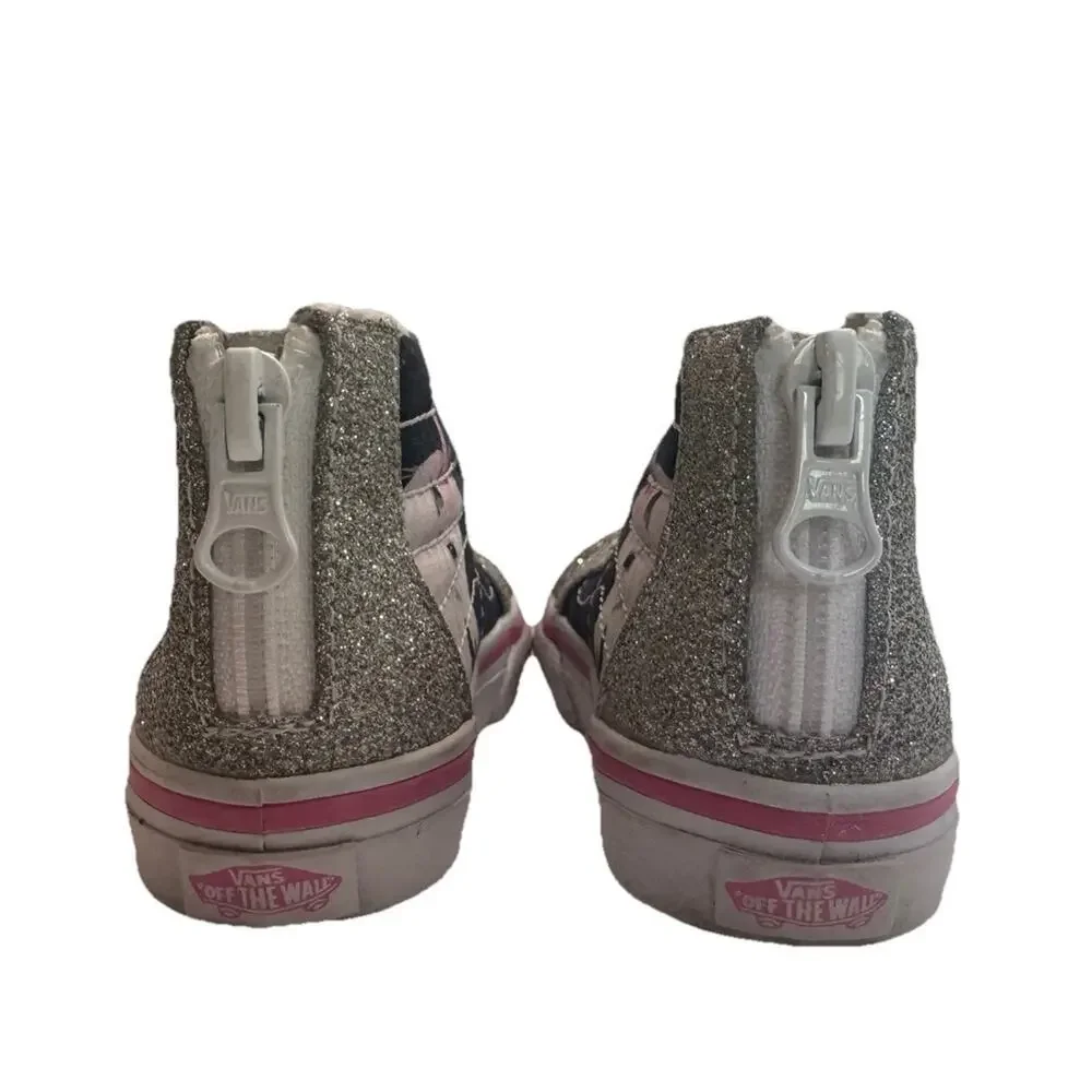 Vans Unicorn Glitter High Top Sneakers Girls Size 5 Toddler Pink Silver